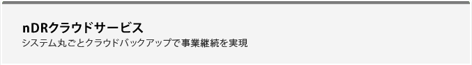 nDRクラウドサービス システム丸ごとクラウドバックアップで事業継続を実現