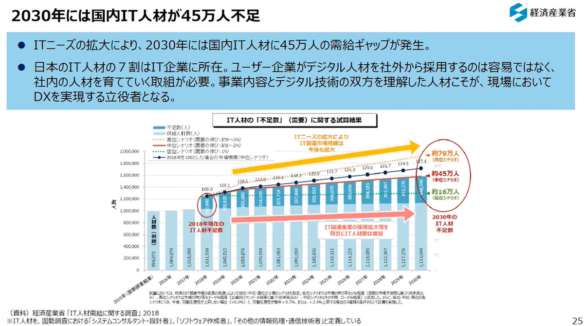 2030年に国内IT人材が45万人不足