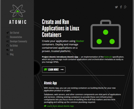 図1 CentOS Atomic Hostなどを開発するProject AtomicのWebサイト