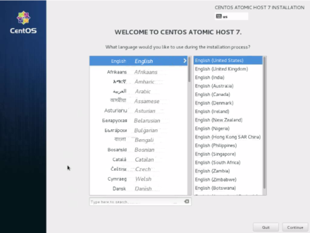 図3 CentOS Atomic Host 7のインストーラ