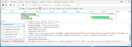 図2 Google Chromeではデベロッパーツールを利用することで送信しているCookieを確認できる