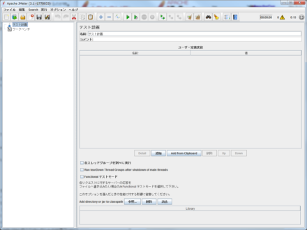 図1 Apache Jmeterのメインウィンドウ