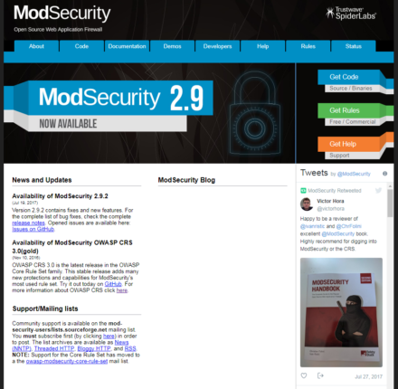 図1 ModSecurityのWebサイト
