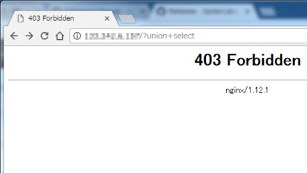 図2 末尾に「?union+select」を付けるとブロックされる