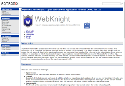 図3 AQTRONIXのWebKnightページ